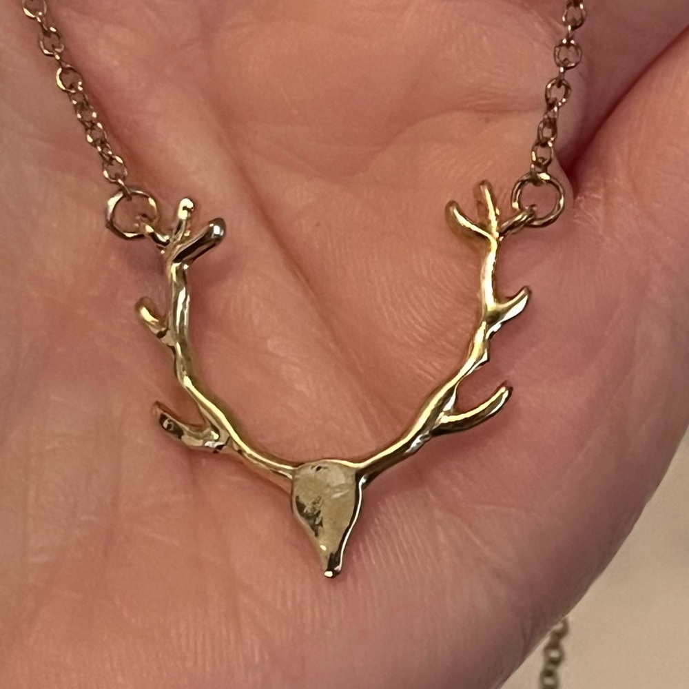 Gold Antler Deer Necklace